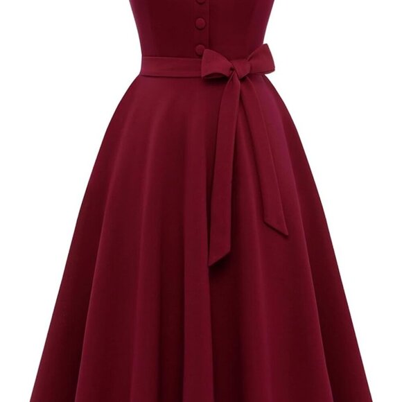 Women's Vintage Tea Dress, Short Sleeve Cocktail Party Dress Work Church Casual